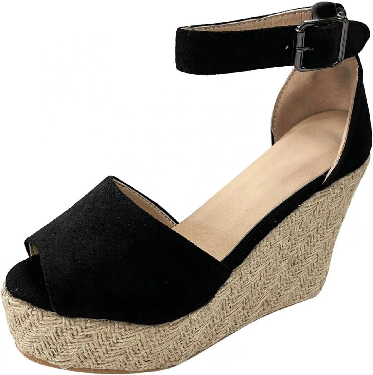 Chunky Espadrille Platform Wedge for Women 2025,Ladies Peep Toe Chunky High Heel Buckle Ankle Strap Summer Casual Dressy Sandals