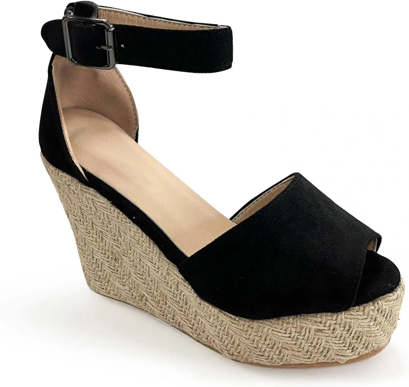 Chunky Espadrille Platform Wedge for Women 2025,Ladies Peep Toe Chunky High Heel Buckle Ankle Strap Summer Casual Dressy Sandals