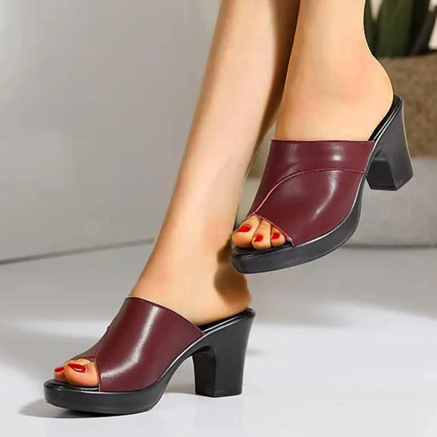 Chunky Heels for Women Chunky Platform Mules Sandals Black Open Toe Heels High Heeled Dress Shoes Vacation Sandals