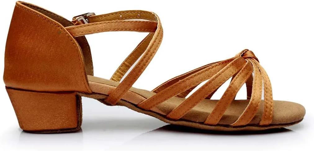 Chunky Heels Sandals Women Summer Dress Latin Satin Ballroom Tango Performance Practice Dance Shoes