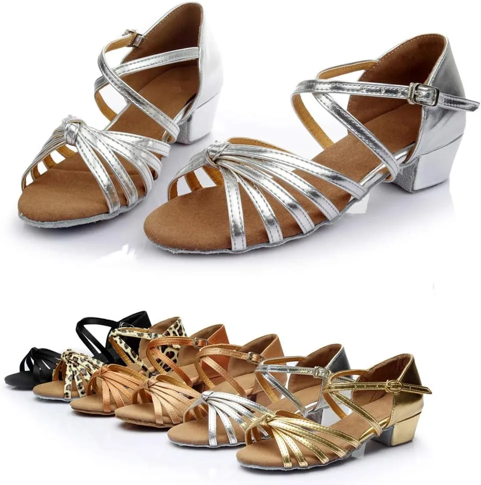 Chunky Heels Sandals Women Summer Dress Latin Satin Ballroom Tango Performance Practice Dance Shoes