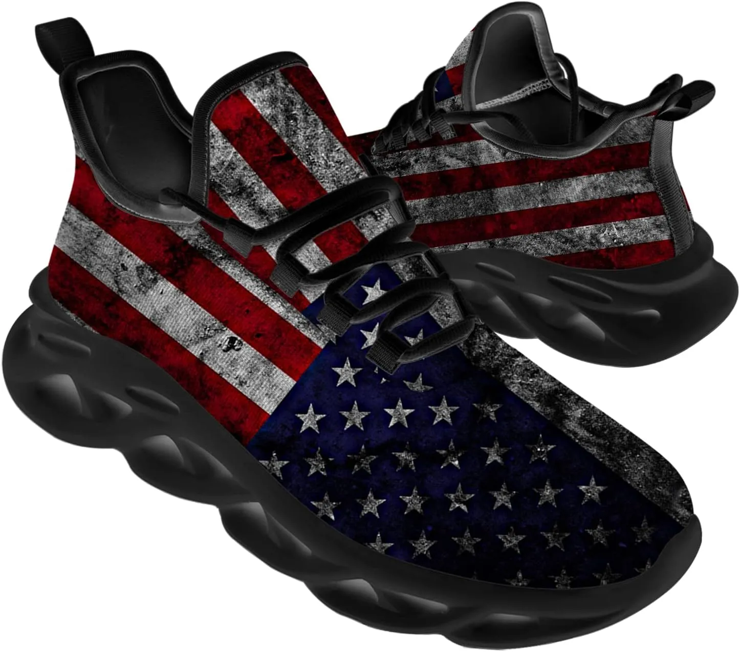 Ciadoon American Flag Shoes for Men Women Running Shoes Sport Walking Tennis Sneakers Athletic Shoes Gifts for Boy Girl