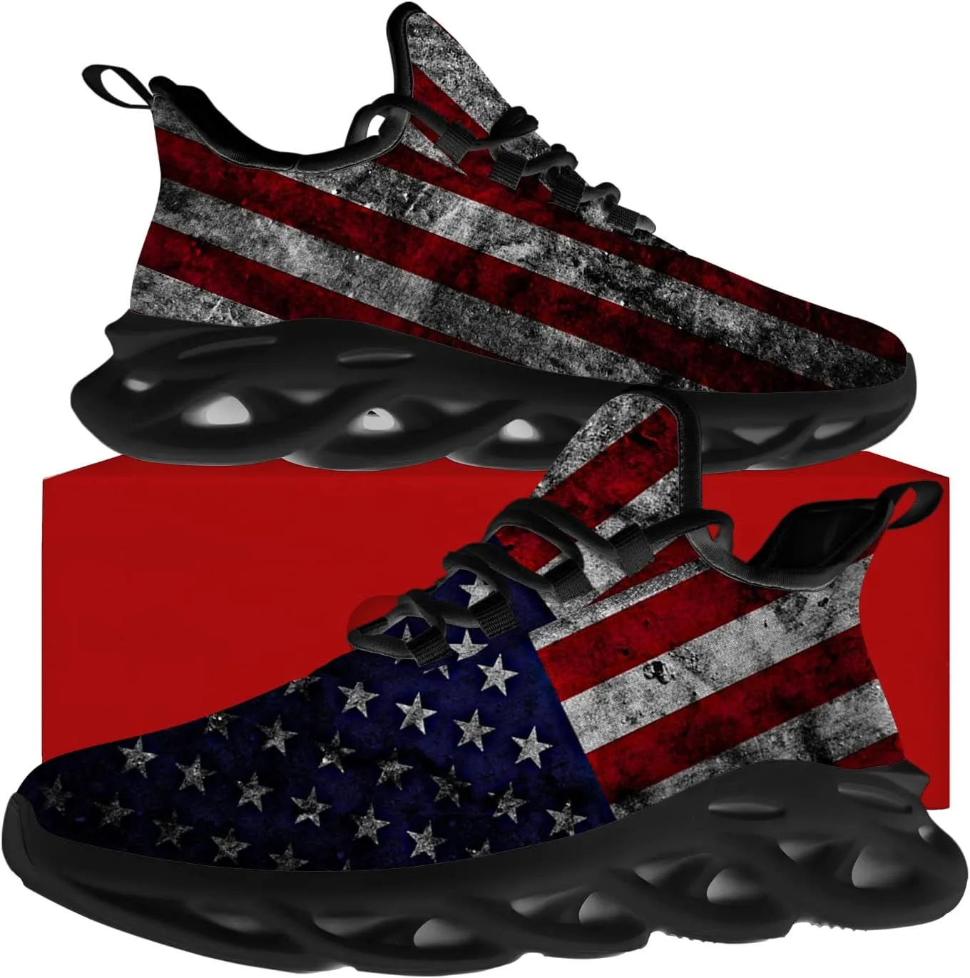 Ciadoon American Flag Shoes for Men Women Running Shoes Sport Walking Tennis Sneakers Athletic Shoes Gifts for Boy Girl