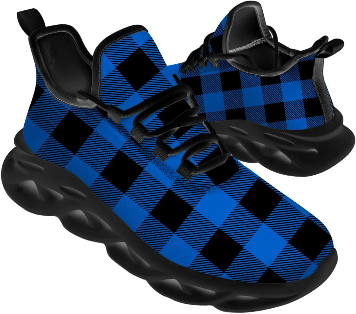 Ciadoon Plaid Shoes for Men Women Road Running Shoes Sport Walking Tennis Sneakers Athletic Shoes Gifts for Boy Girl