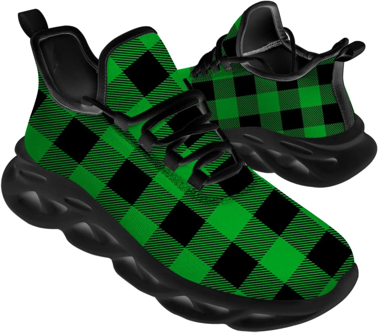 Ciadoon Plaid Shoes for Men Women Road Running Shoes Sport Walking Tennis Sneakers Athletic Shoes Gifts for Boy Girl