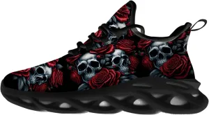 Ciadoon Skull Shoes for Women Men Road Running Walking Tennis Breathable Lightweight Sneakers Gifts for Men Women
