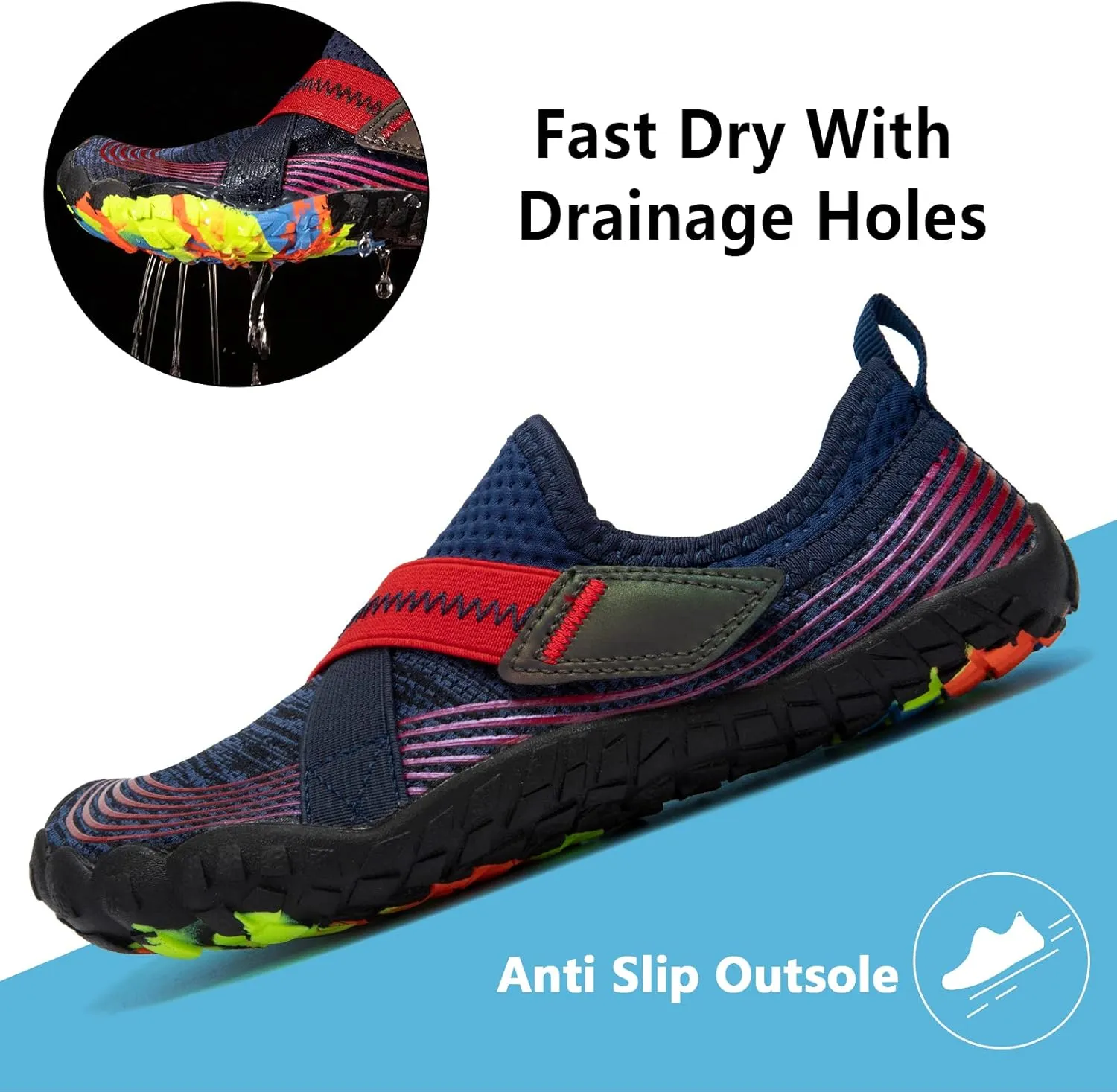 CIOR Kids Boys & Girls Water Shoes Sports Aqua Athletic Sneakers Lightweight Sport Fast Dry Shoes(Toddler/Little Kid/Big Kid)