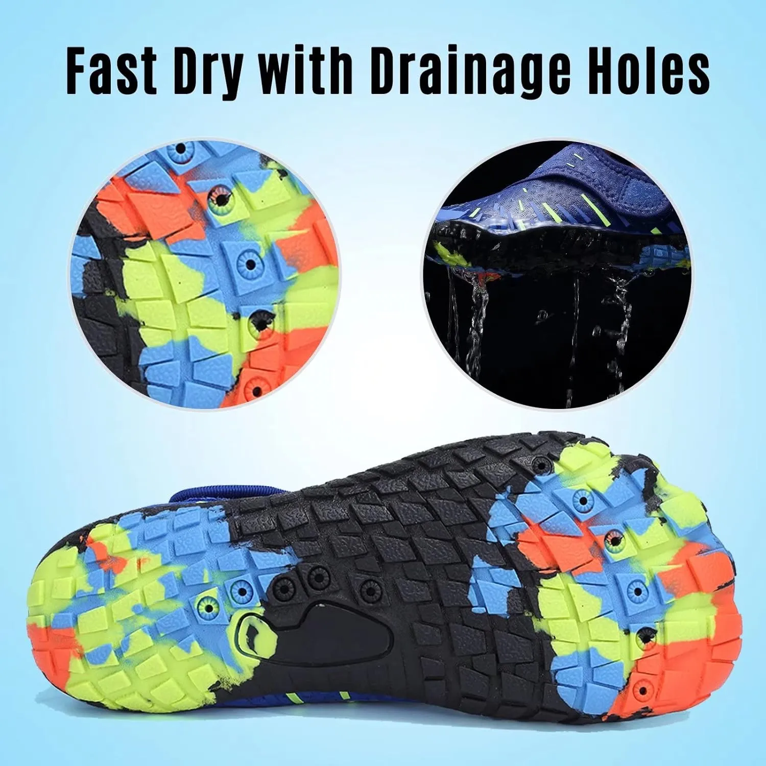 CIOR Kids Boys & Girls Water Shoes Sports Aqua Athletic Sneakers Lightweight Sport Fast Dry Shoes(Toddler/Little Kid/Big Kid)