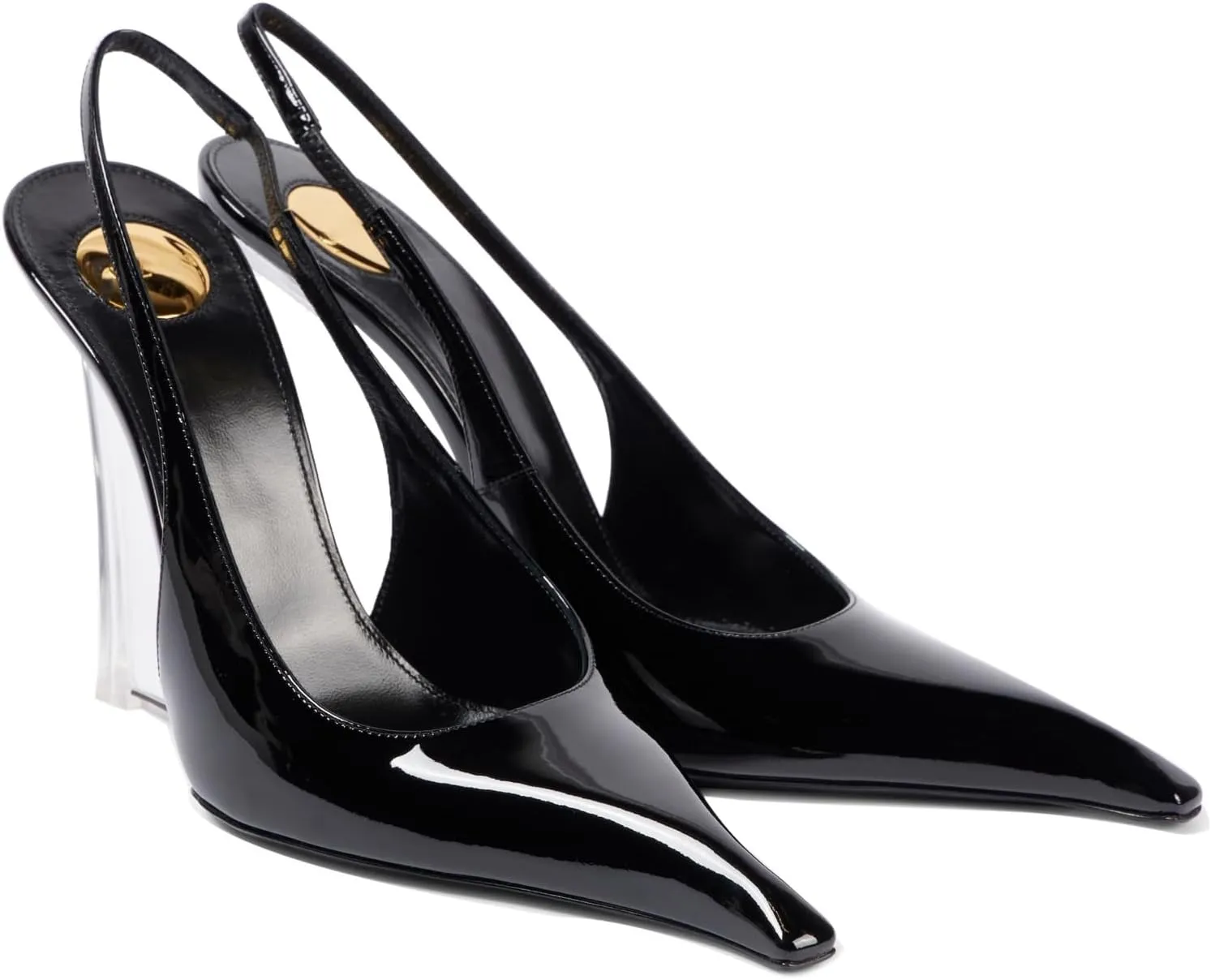 Clear Wedge Heels for Women, Square Closed Toe Slingback Heels Sexy Patent Leather Slip On Office Dress Pumps Shoes