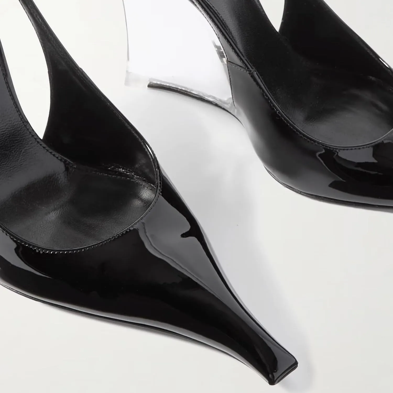 Clear Wedge Heels for Women, Square Closed Toe Slingback Heels Sexy Patent Leather Slip On Office Dress Pumps Shoes