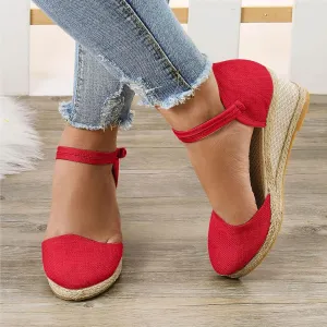 Closed Toe Summer Sandals Women Dressy,Summer Wedge Sandals for Women 2025,Womens Ankle Strap Closed Toe Espadrille Wedge Platform Casual Shoes,Comfortable Anti Slip Beach Casual Shoes