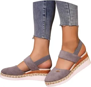 Closed Toe Wedges for Women,Women's Wide Width Espadrilles Platform Wedge Slingback Summer Dressy Sandals Comfortable Slip On Summer Casual Shoes