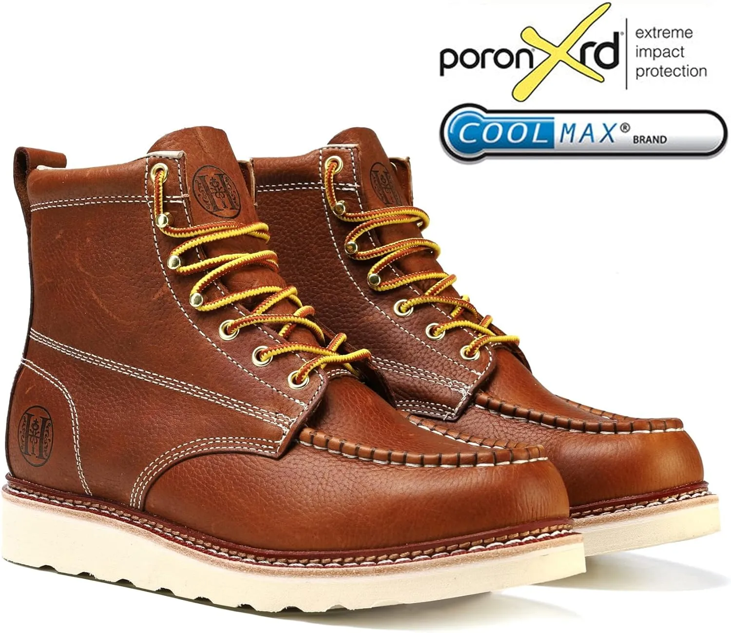 CONRAD Men's Moc Toe Safety Work Boots: 6" & 8" Soft Toe, Composite Toe, Waterproof, Slip Resistant, Puncture-proof EH Safety Boots