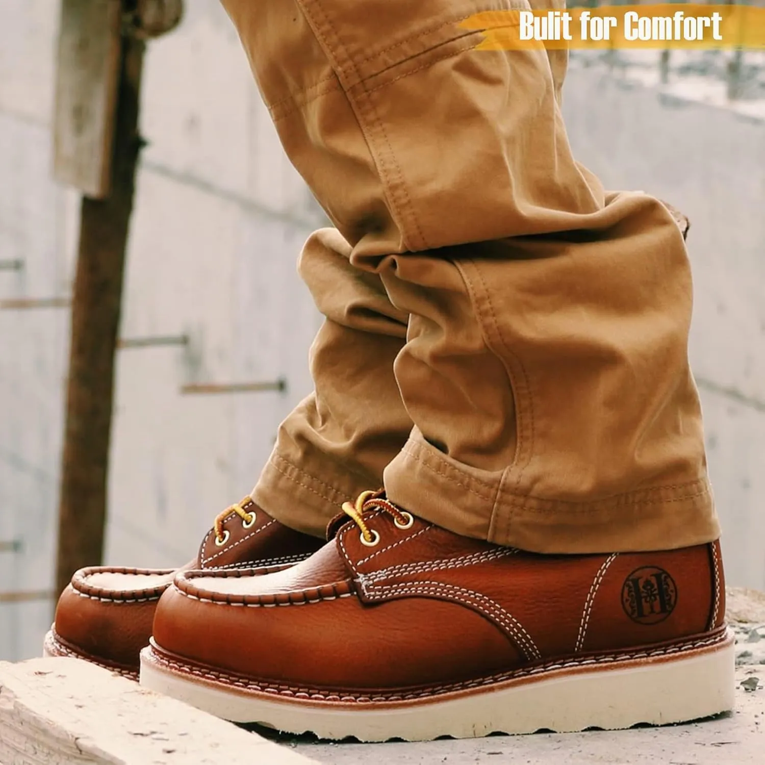 CONRAD Men's Moc Toe Safety Work Boots: 6" & 8" Soft Toe, Composite Toe, Waterproof, Slip Resistant, Puncture-proof EH Safety Boots