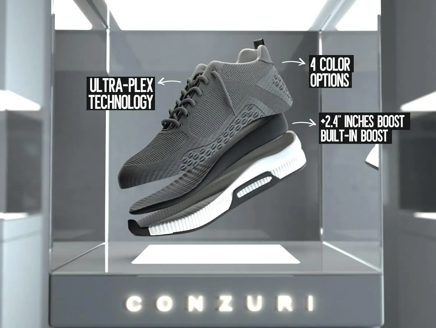 Conzuri Official V2 Cloud Runners Shoes for Men-Height Increasing Shoes Elevate Your Height by 2.4 Inches, Lightweight, Non-Slip Casual and Fashion Sneakers
