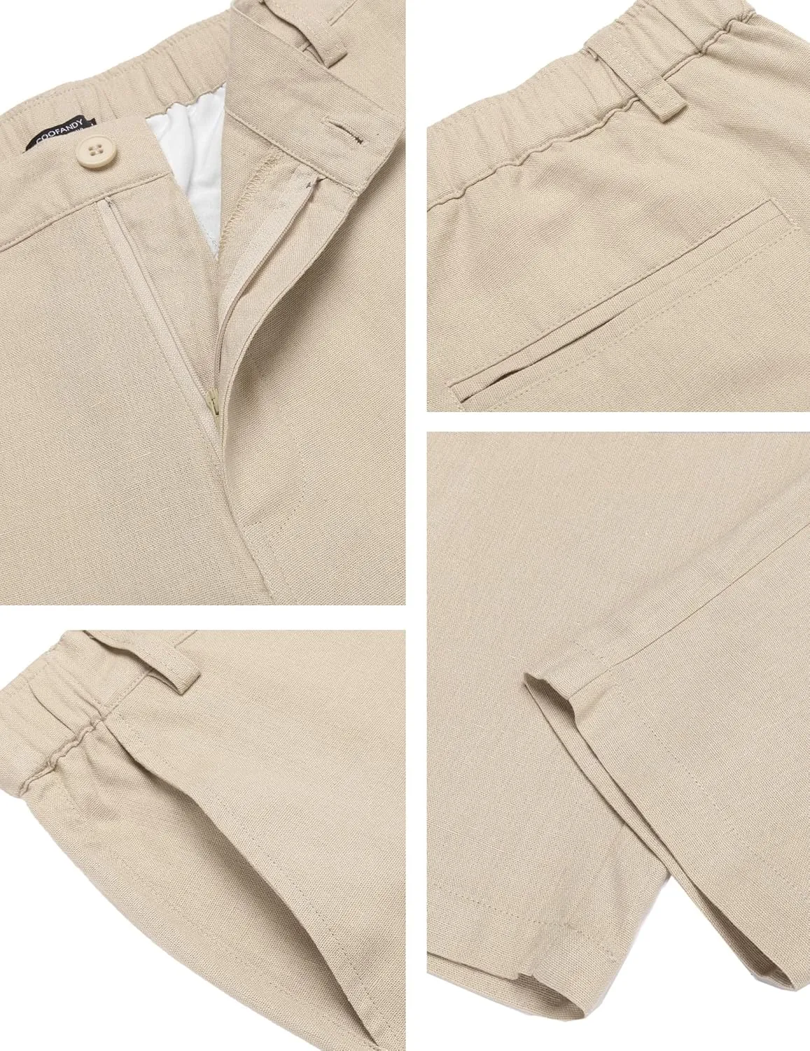 COOFANDY Men's Cotton Linen Pants Elastic Waist Lightweight Casual Pants Relaxed Fit Yoga Beach Pants with Pockets