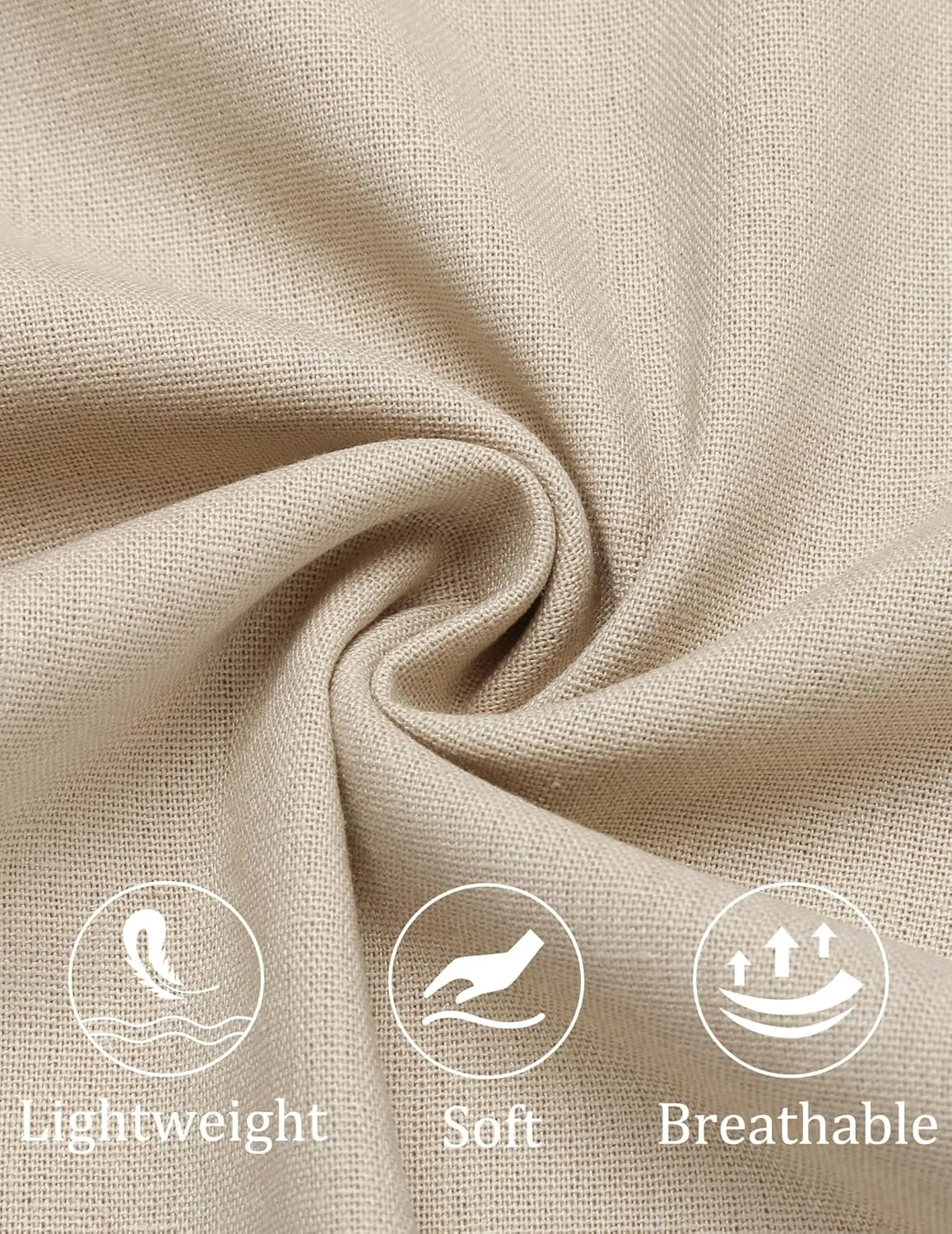 COOFANDY Men's Cotton Linen Pants Elastic Waist Lightweight Casual Pants Relaxed Fit Yoga Beach Pants with Pockets