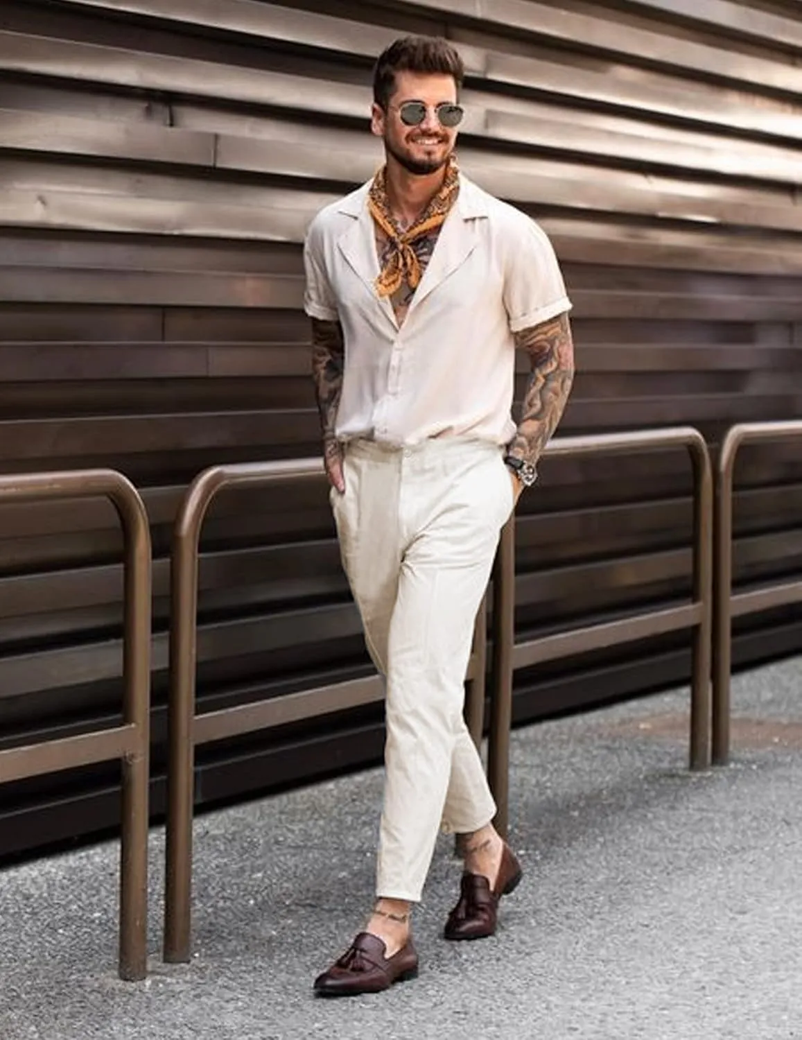 COOFANDY Men's Cotton Linen Pants Elastic Waist Lightweight Casual Pants Relaxed Fit Yoga Beach Pants with Pockets