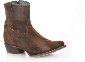 CORRAL Women's Western Style Round Toe Lamb Leather Ankle Eudora Boots, Chocolate-Tan, 10.5, Medium