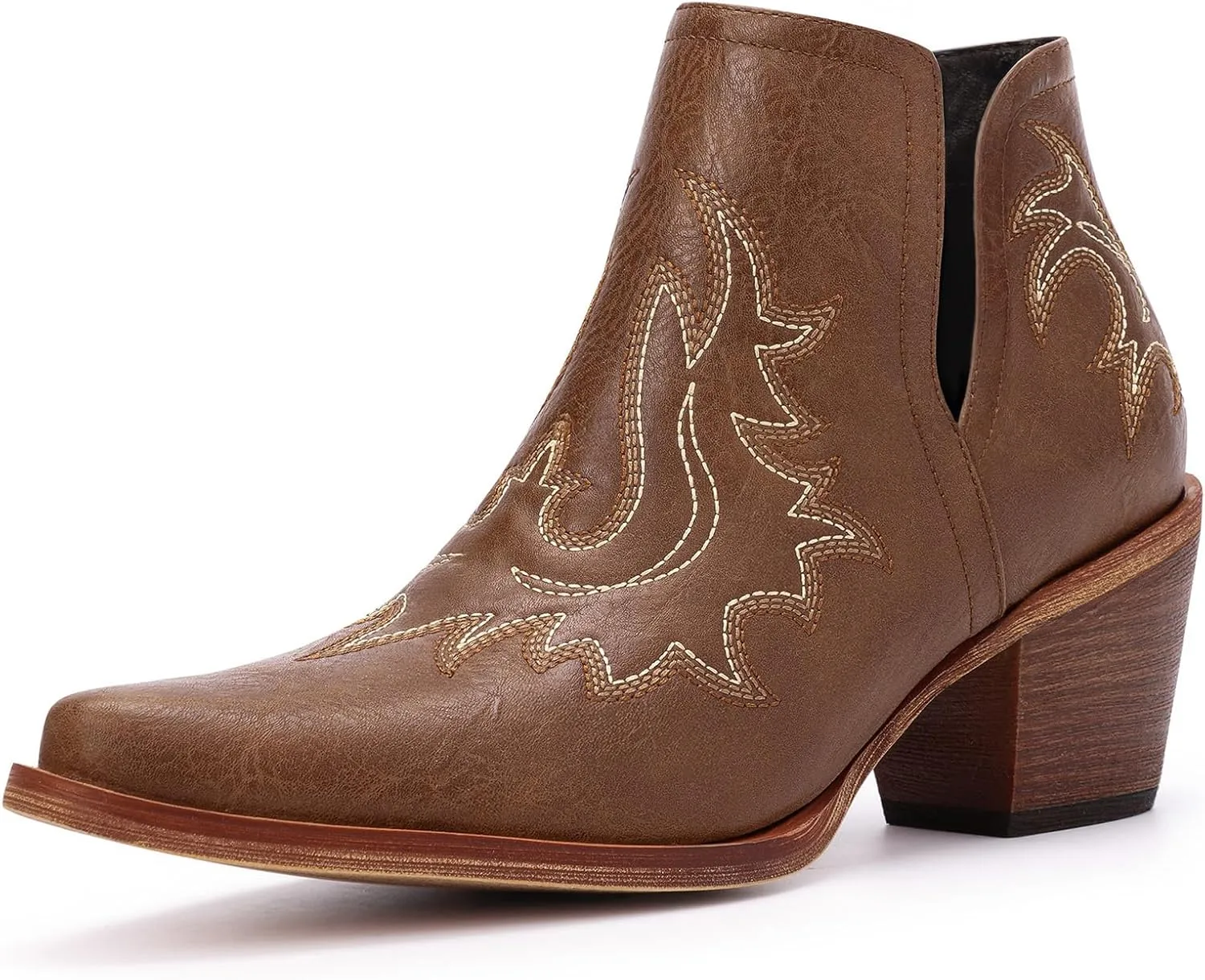 Cowboy Boots for Women - Western Ankle Boots, Chunky Heels Fall Short Booties (UNDERSIZE: PLEASE SELECT SIZE UP)