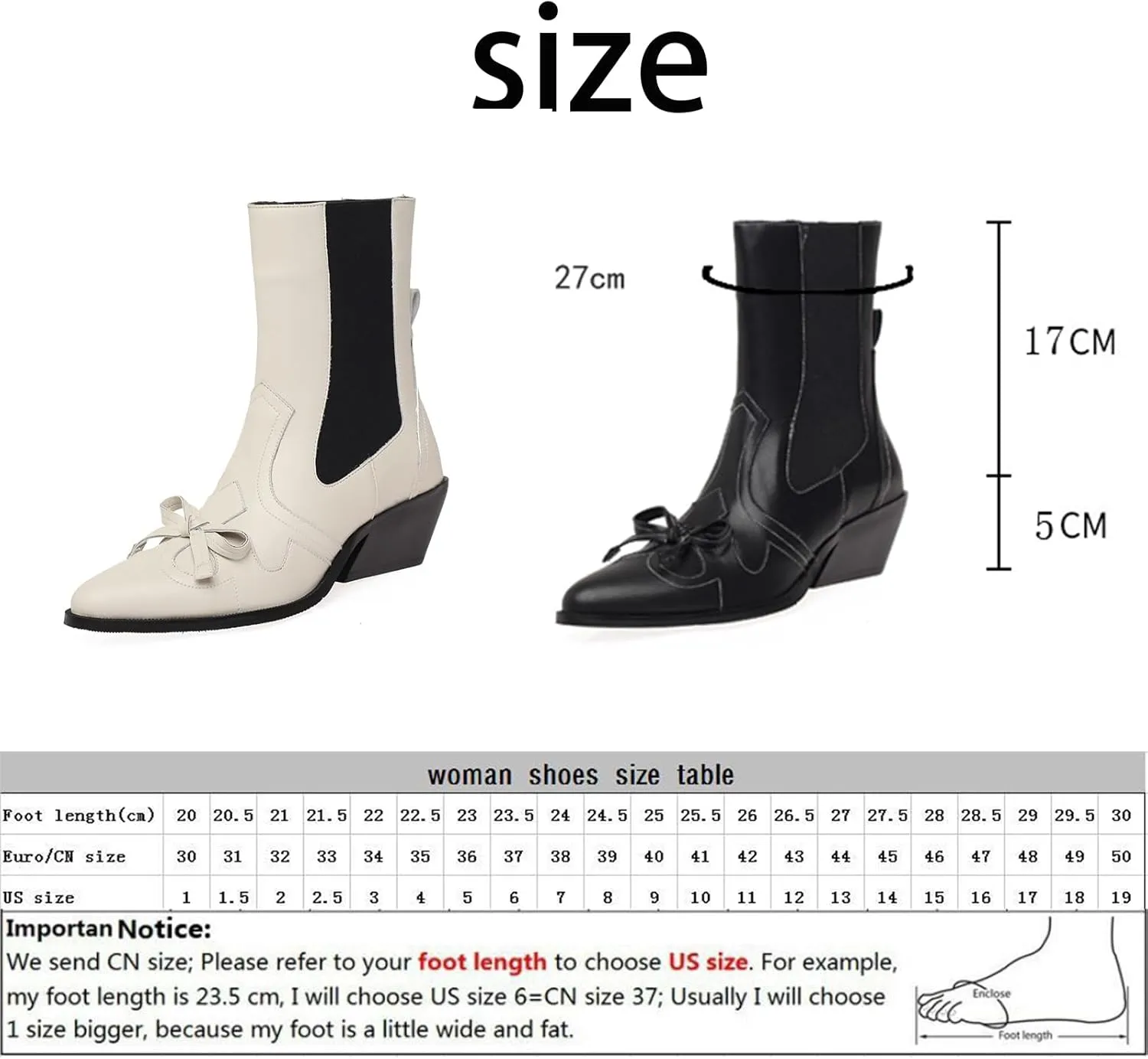 Cowhide Short Boots,Pointed Thick Heel Boots,Sweet Bow Decoration,Pigskin Lining,Sheepskin Insole,Comfortable Women's Boots