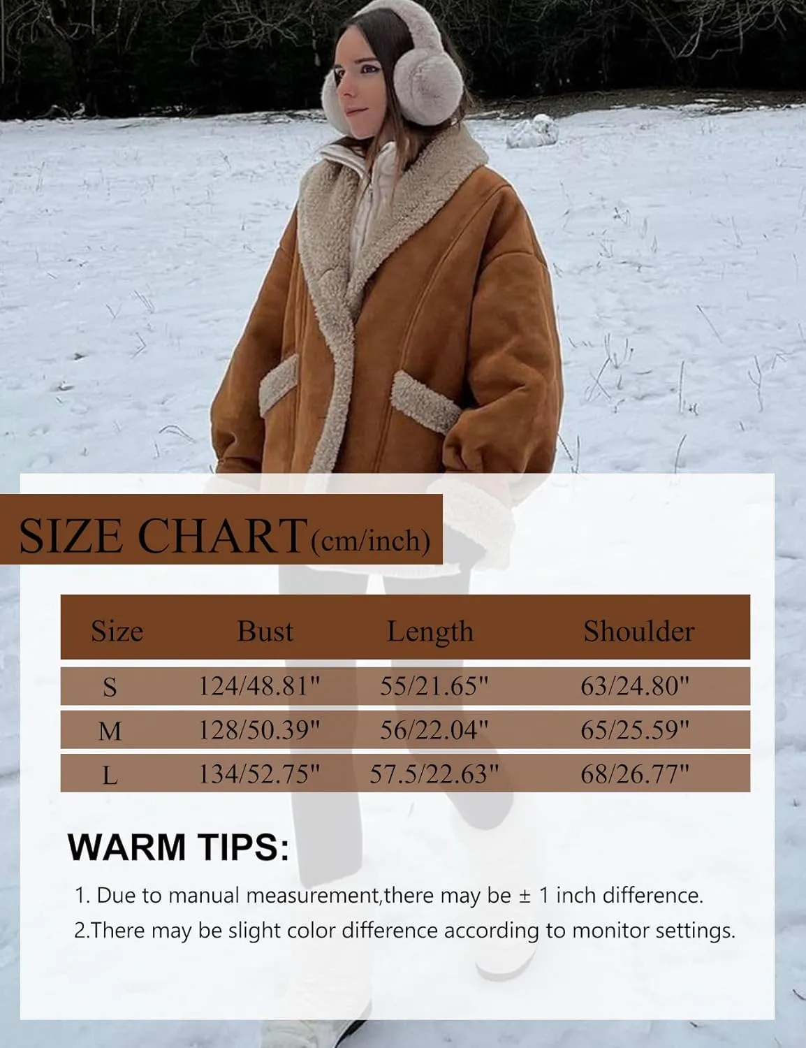 COZYPOIN Women's Suede Jacket Faux Shearing Jacket Thick Lined Parka Winter Coat Leather Jacket