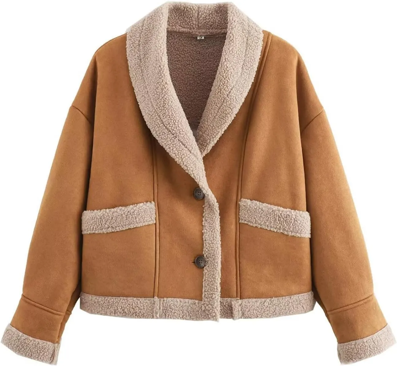 COZYPOIN Women's Suede Jacket Faux Shearing Jacket Thick Lined Parka Winter Coat Leather Jacket