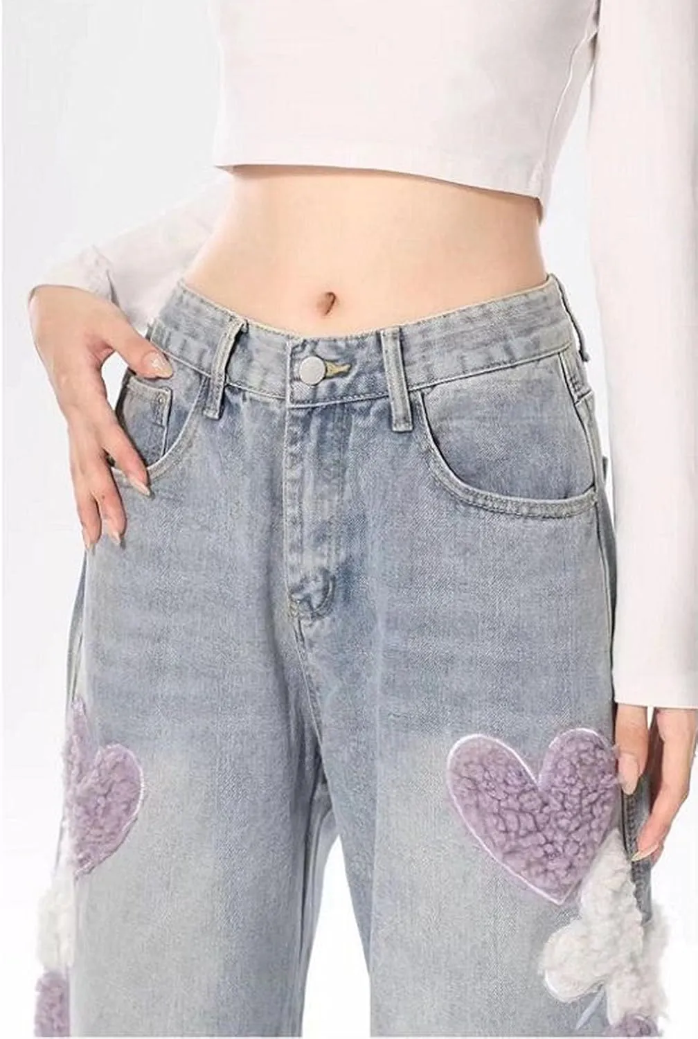 Cute Baggy Jeans Y2k for Women Girls Star Heart Butterfly Pants Aesthetic Streetwear Gothic Clothing