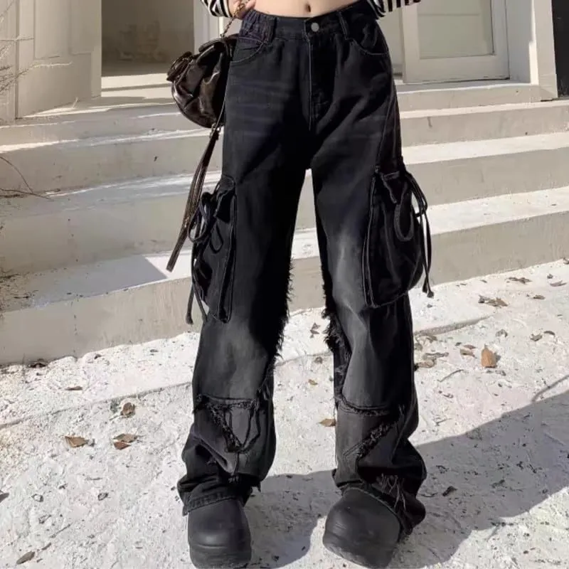 Cute Baggy Jeans Y2k for Women Girls Star Heart Butterfly Pants Aesthetic Streetwear Gothic Clothing