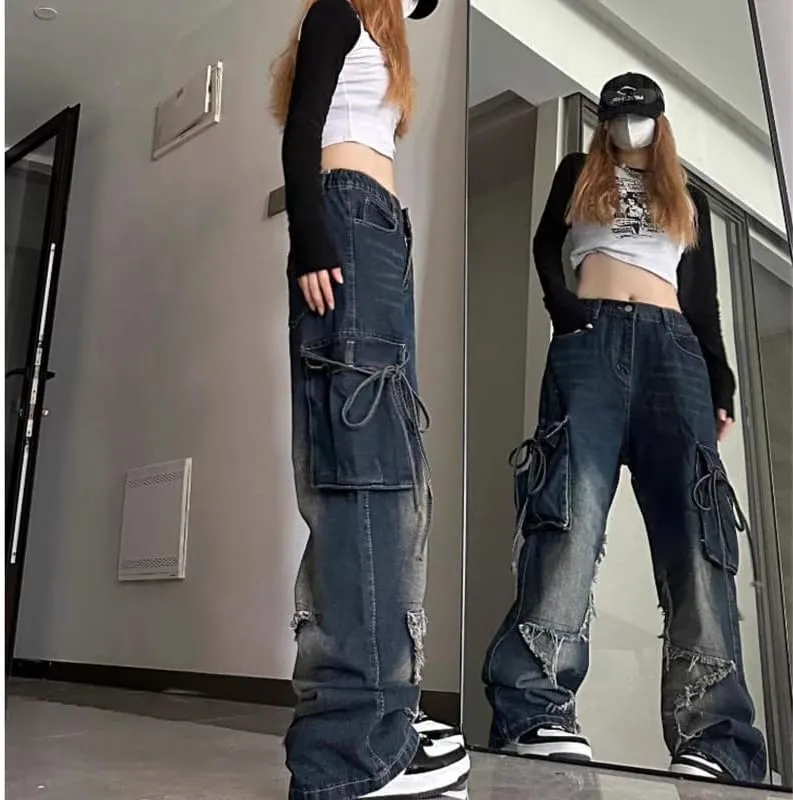 Cute Baggy Jeans Y2k for Women Girls Star Heart Butterfly Pants Aesthetic Streetwear Gothic Clothing