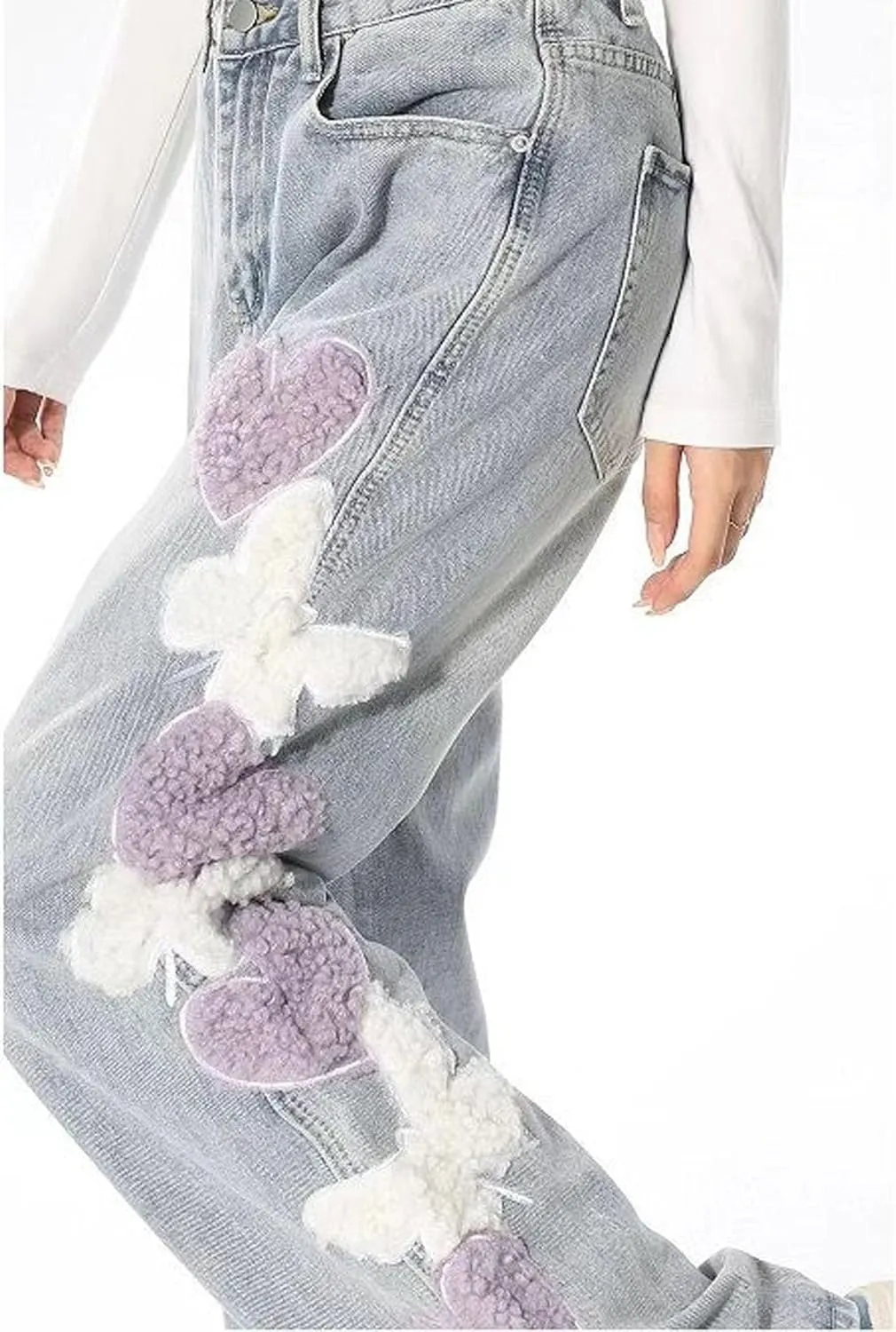 Cute Baggy Jeans Y2k for Women Girls Star Heart Butterfly Pants Aesthetic Streetwear Gothic Clothing