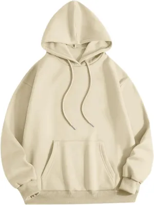 Cute Plain Hoodies for Women Teen Girls Aesthetic Fleece Solid Sweatshirt Pullover Long Sleeve Basic Tops