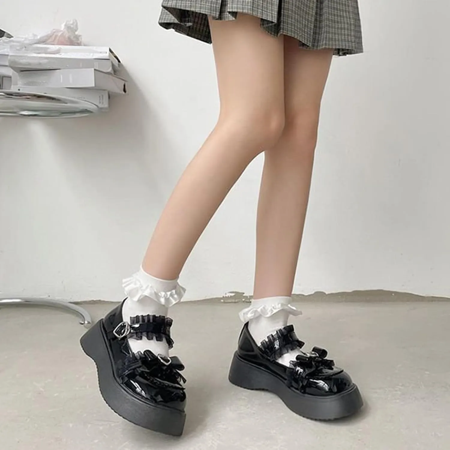 Cute Sweet Mary Jane Shoes Chunky Low Heel Lolita Wedges T-Straps Oxfords Gothic Punk Platform Round Toe Dress Shoes