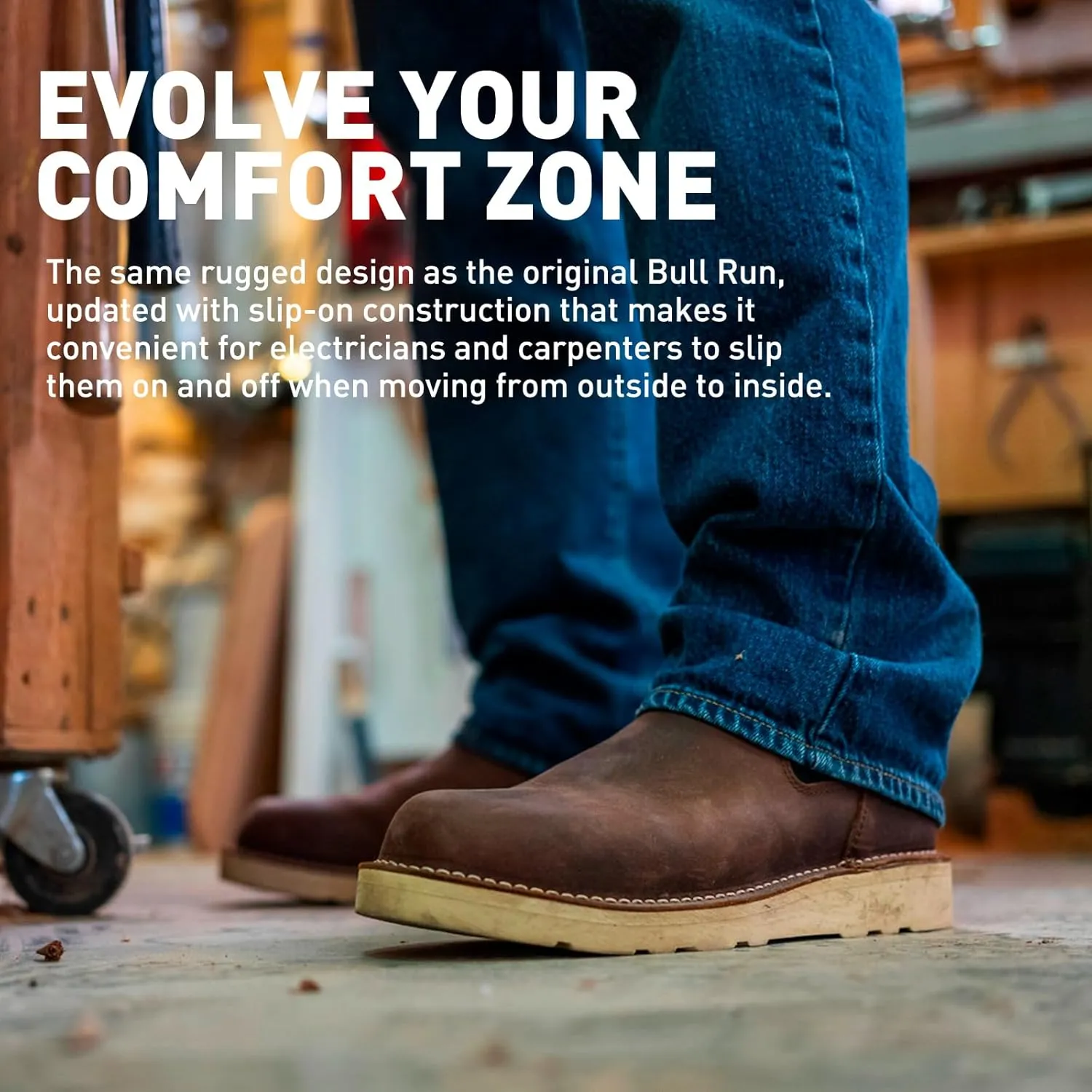 Danner 6” Bull Run Chelsea Work Boots for Men - Oiled Full-Grain Leather Upper with Mesh Lining, 3-Density Cushion Footbed, and Non Slip Wedge Outsole