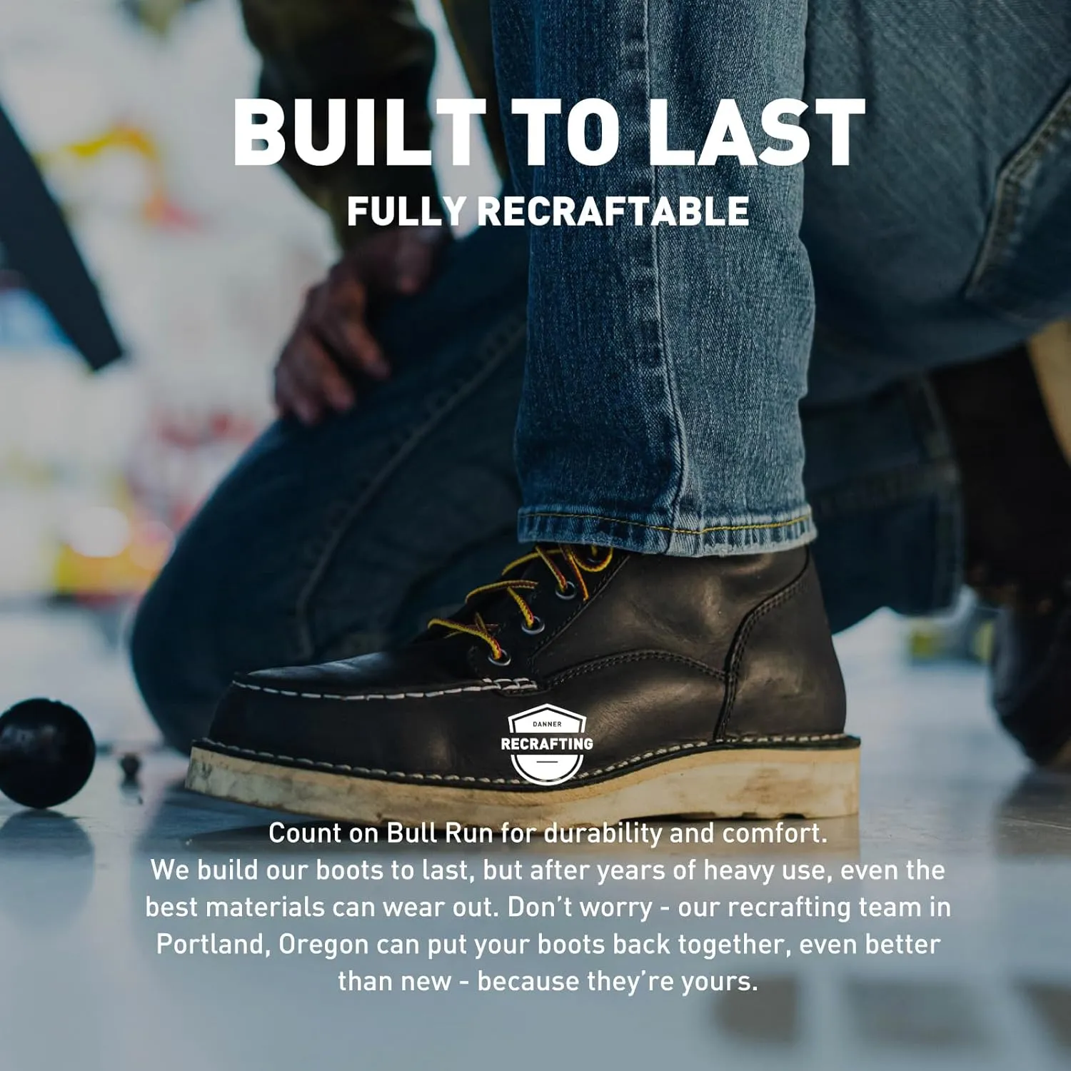 Danner 6” Bull Run Moc Toe Work Boots for Men - Oiled Full-Grain Leather Upper with Non Slip Wedge Outsole and 3-Density Cushion Footbed, EH Resistant