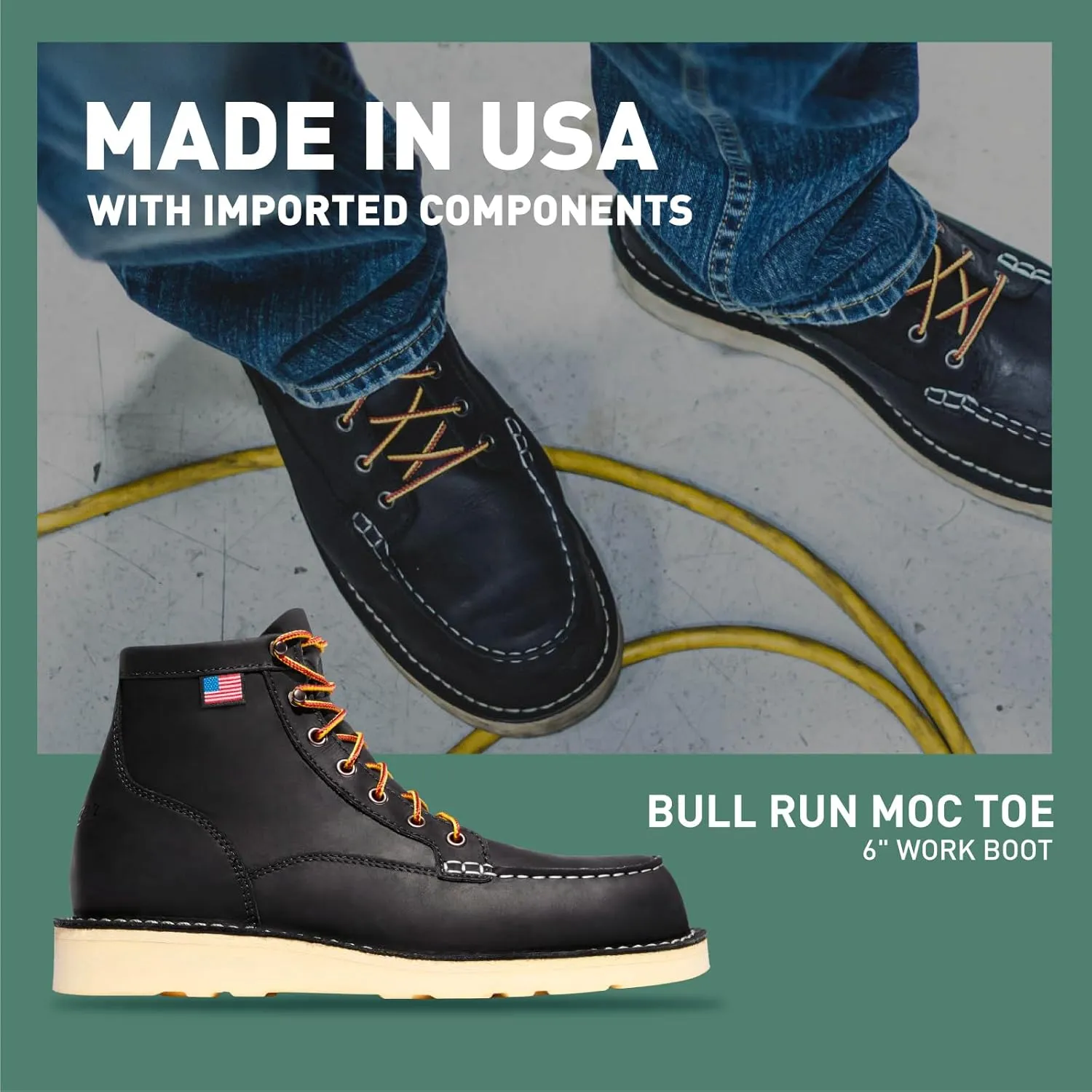 Danner 6” Bull Run Moc Toe Work Boots for Men - Oiled Full-Grain Leather Upper with Non Slip Wedge Outsole and 3-Density Cushion Footbed, EH Resistant