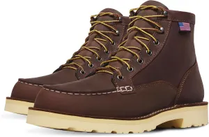 Danner 6” Bull Run Moc Toe Work Boots for Men - Oiled Full-Grain Leather Upper with Non Slip Wedge Outsole and 3-Density Cushion Footbed, EH Resistant