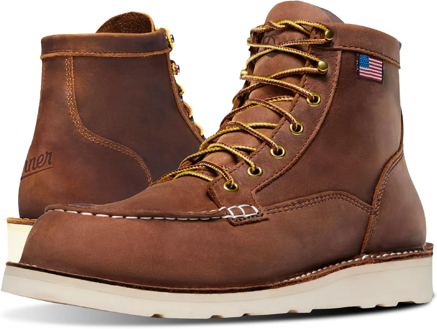 Danner 6” Bull Run Moc Toe Work Boots for Men - Oiled Full-Grain Leather Upper with Non Slip Wedge Outsole and 3-Density Cushion Footbed, EH Resistant