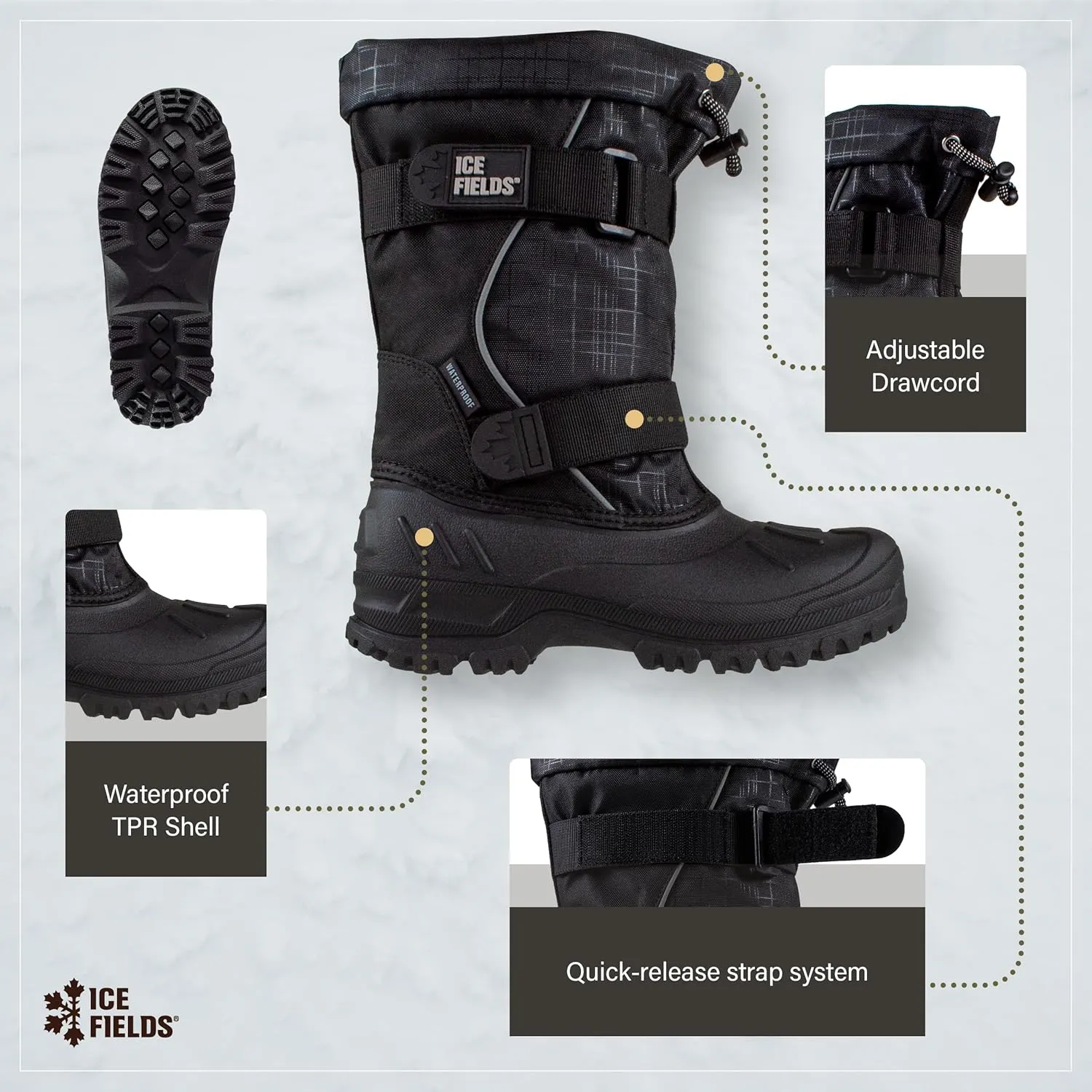 Darrell Little and Big Kid High Snow Winter Boots, Warm, Insulated, Waterproof Shell