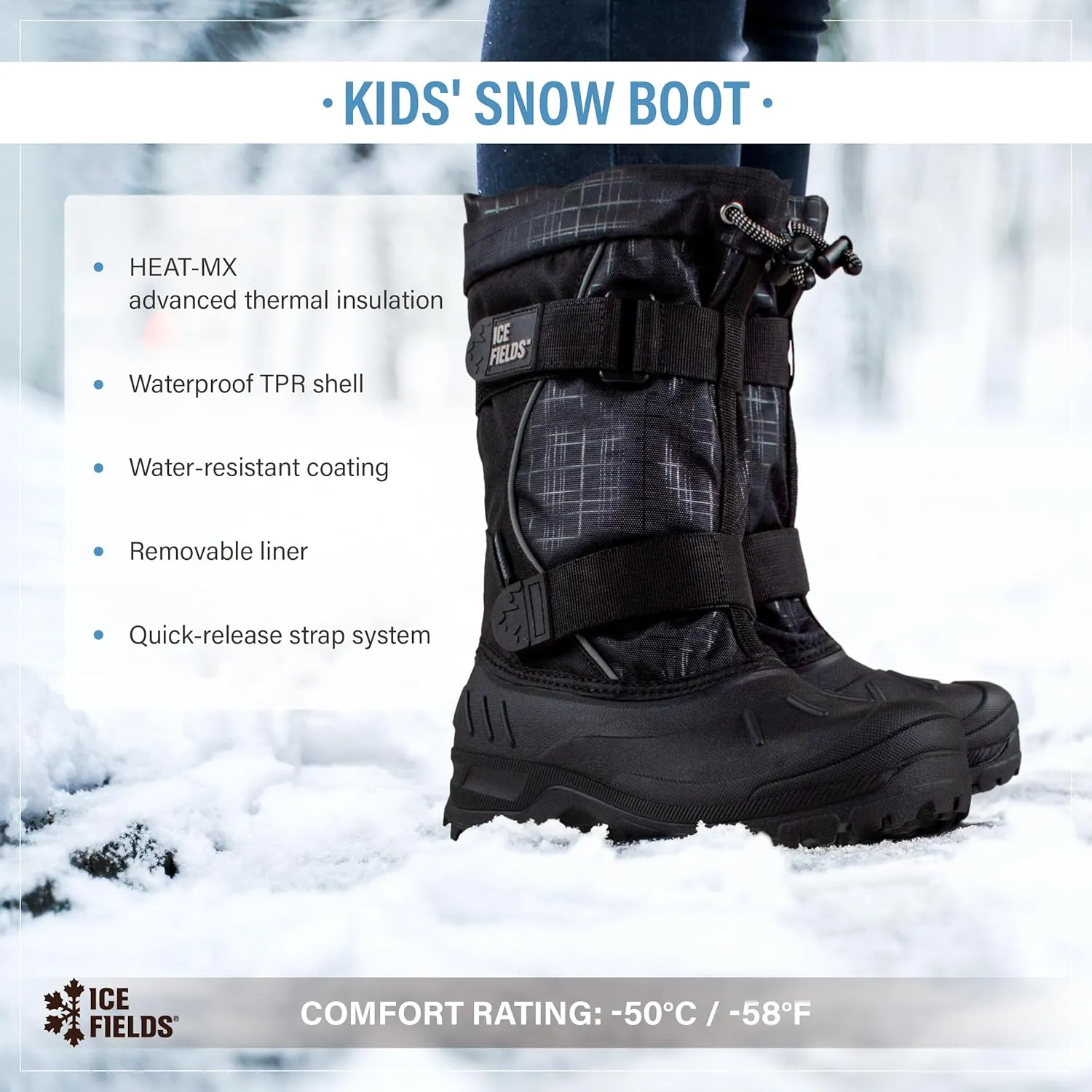 Darrell Little and Big Kid High Snow Winter Boots, Warm, Insulated, Waterproof Shell