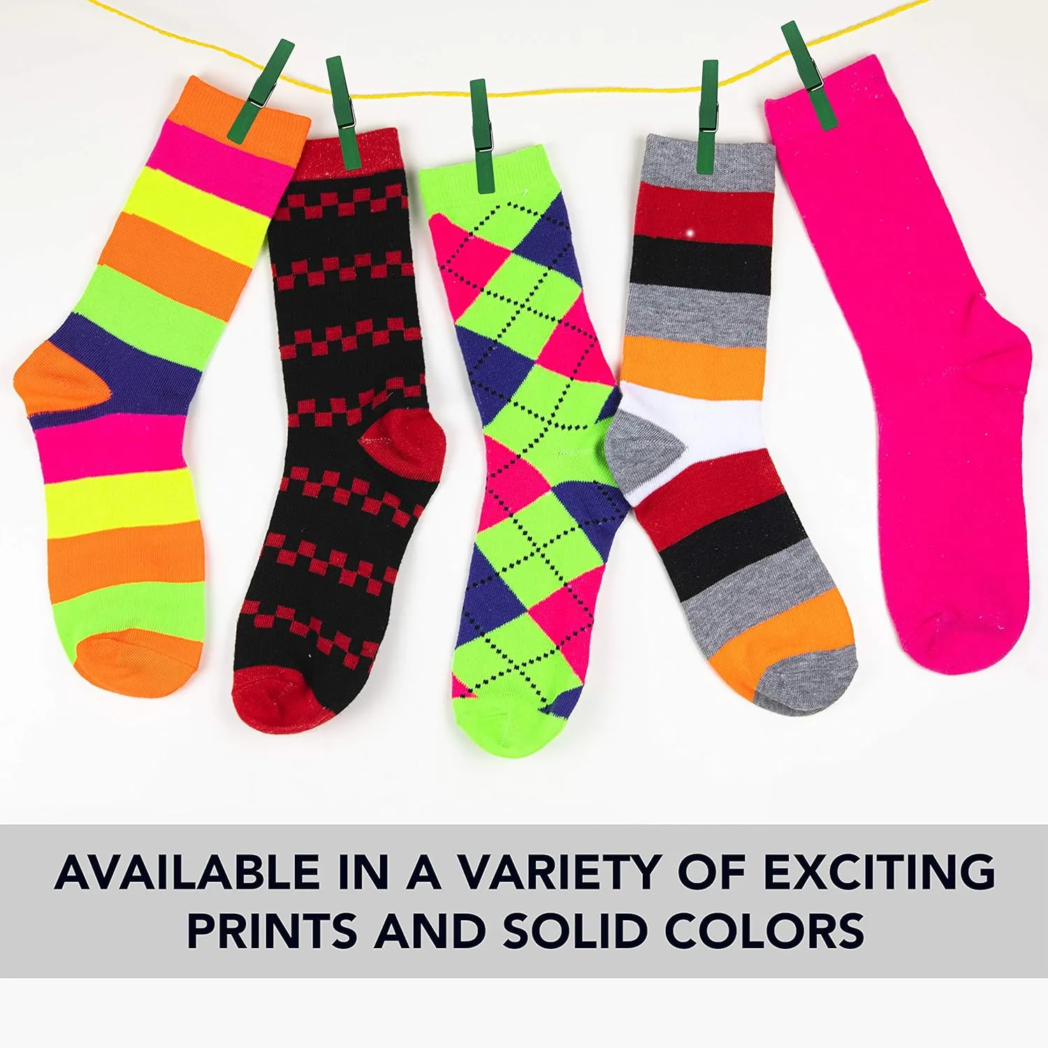 Debra Weitzner 12 Pairs Women’s Colorful Cotton Crew Socks Casual Argyle Patterned Fun Socks for Girls