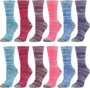 Debra Weitzner 12 Pairs Women’s Colorful Cotton Crew Socks Casual Argyle Patterned Fun Socks for Girls