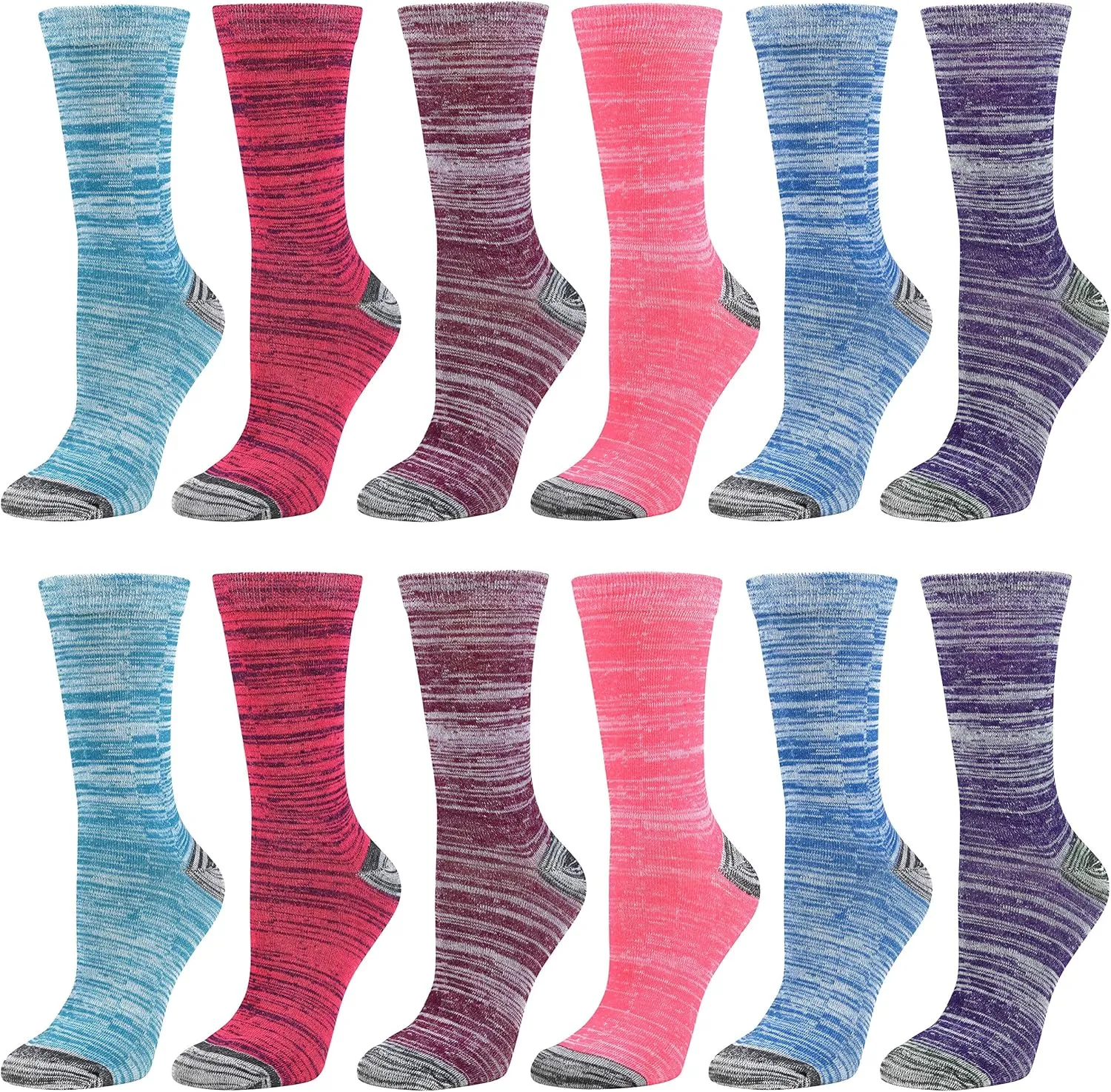 Debra Weitzner 12 Pairs Women’s Colorful Cotton Crew Socks Casual Argyle Patterned Fun Socks for Girls