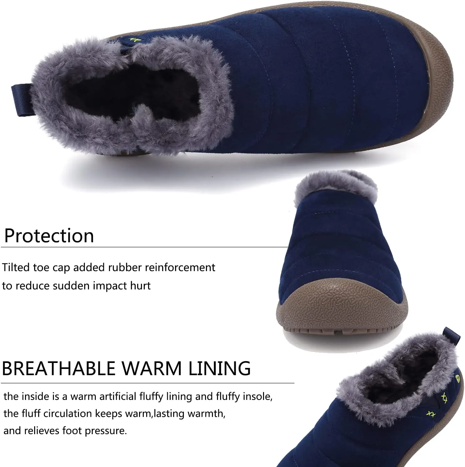 DimaiGlobal Men's Snow Boots Winter Boots Warm Ankle Boots Slip On Fur Lined Booties Water Resistant Outdoor Walking Shoes 6-13US