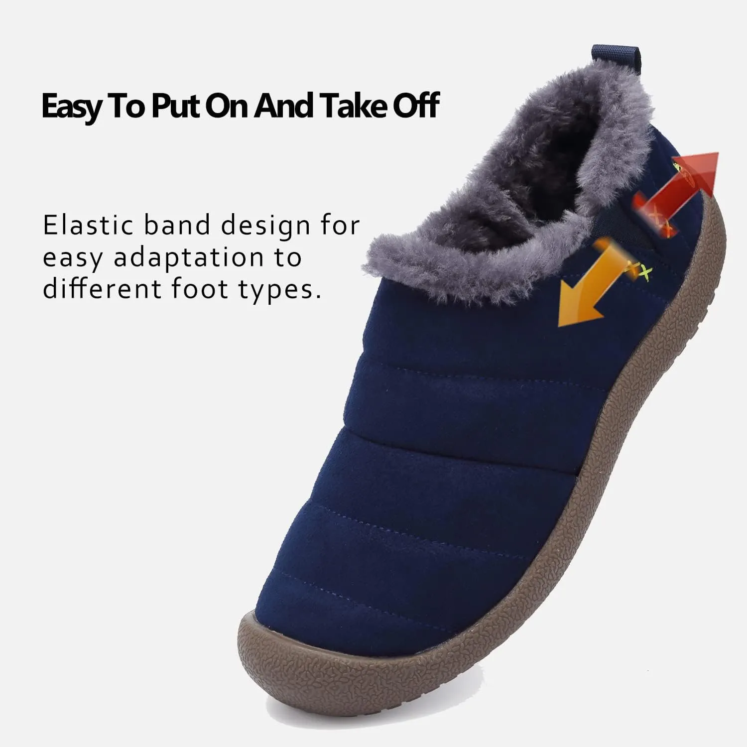 DimaiGlobal Men's Snow Boots Winter Boots Warm Ankle Boots Slip On Fur Lined Booties Water Resistant Outdoor Walking Shoes 6-13US