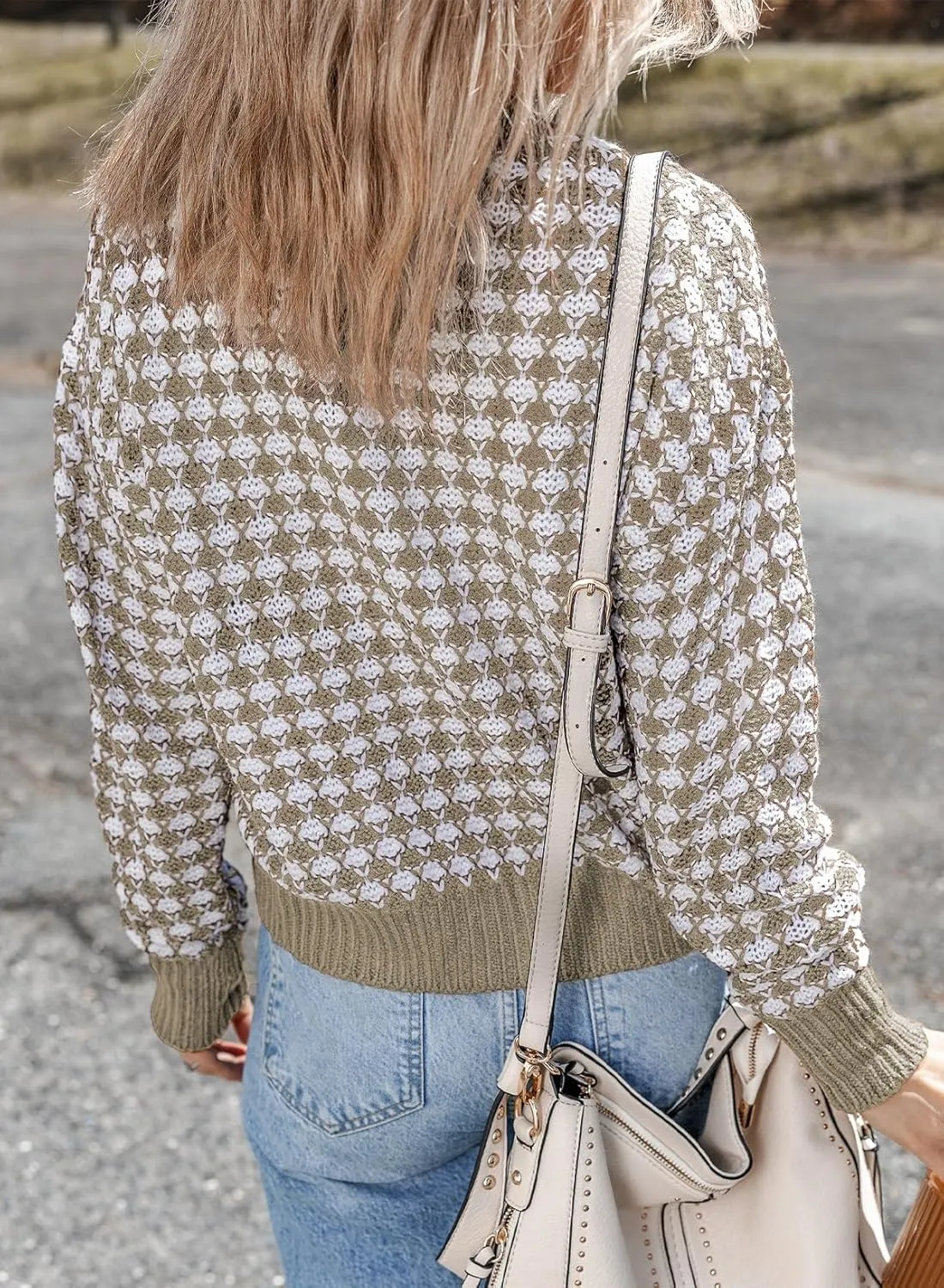 Dokotoo Cardigan Sweaters for Women V Neck Button Down Long Sleeve Plaid Knit Cardigans Sweater Tops