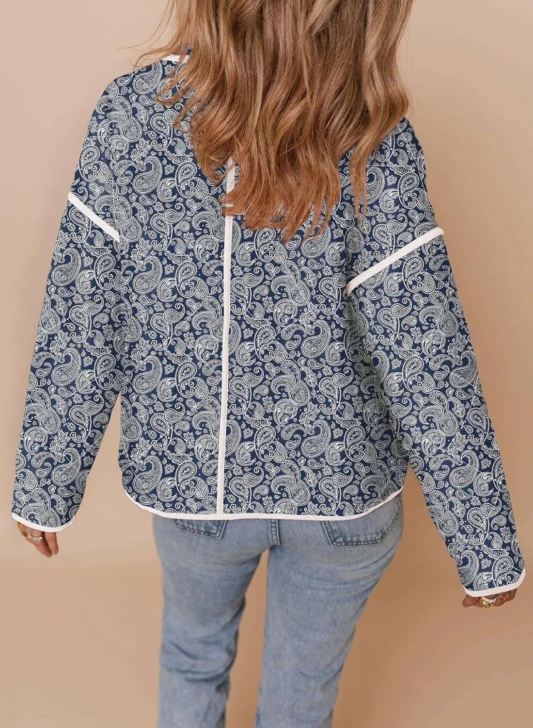 Dokotoo Warm Quilted Jackets for Women Long Sleeve Floral Print Button Down Puffer Jacket Coats with Pockets