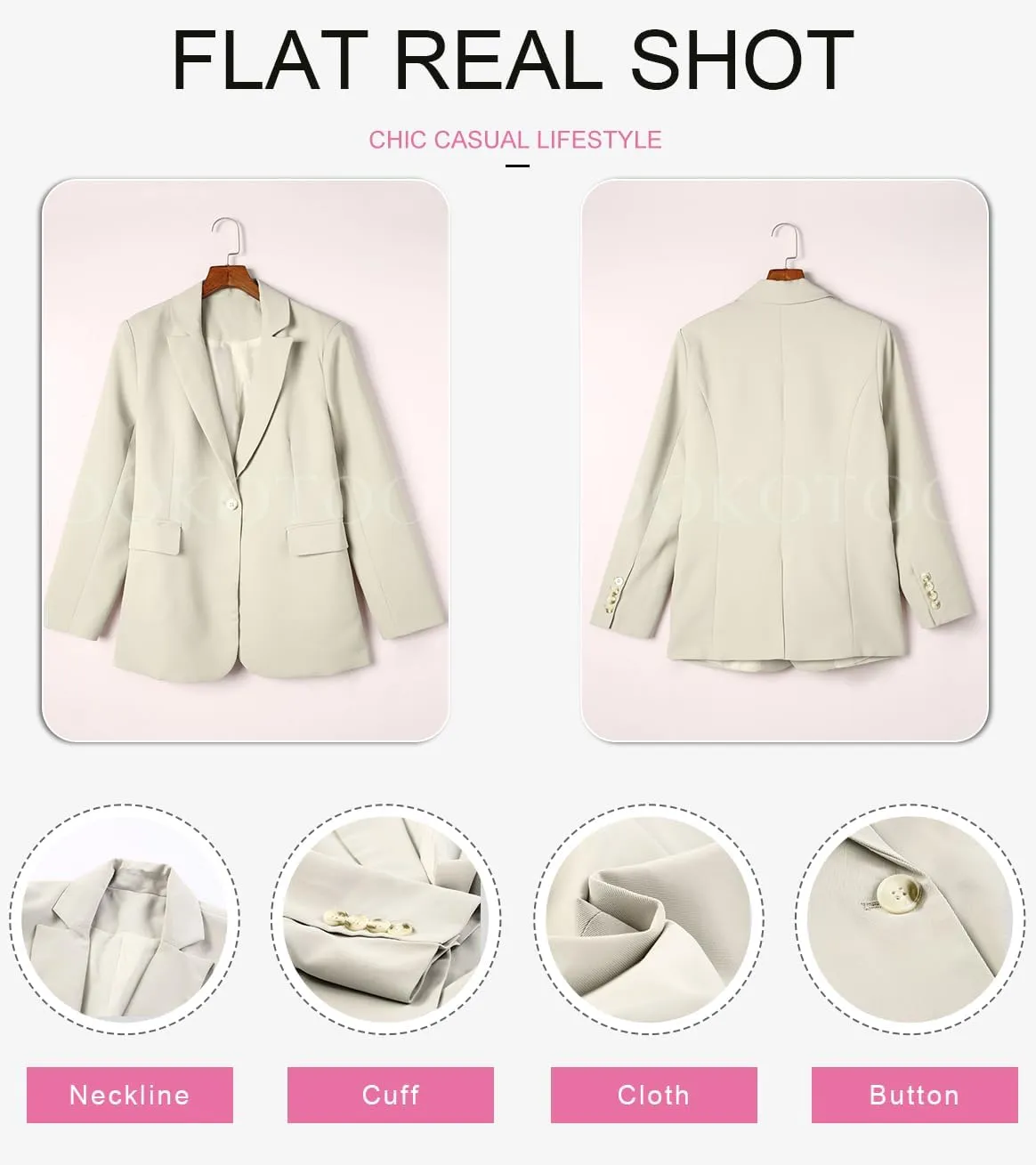 Dokotoo Womens 2024 Fashion Spring Lapel Collar Buttons Blazer Jackets for Women Business Casual