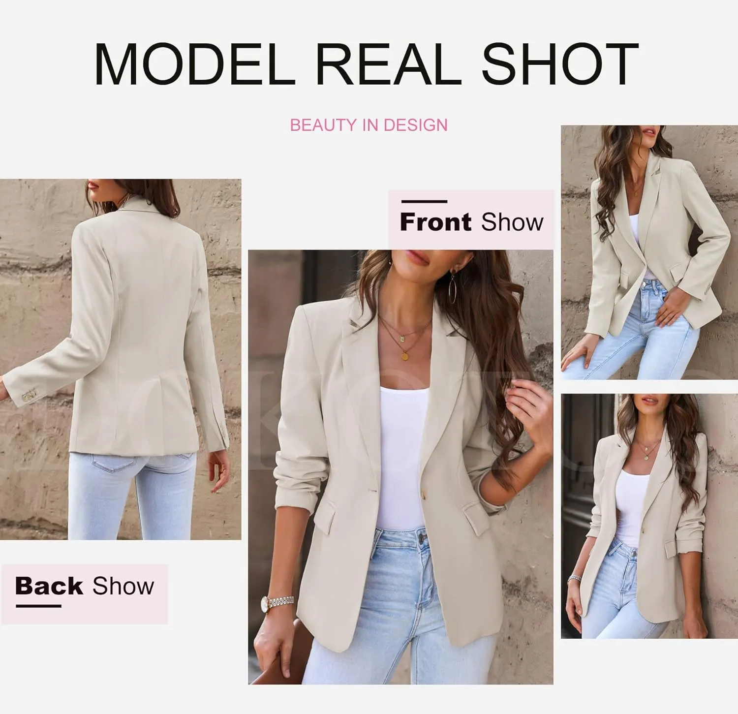 Dokotoo Womens 2024 Fashion Spring Lapel Collar Buttons Blazer Jackets for Women Business Casual