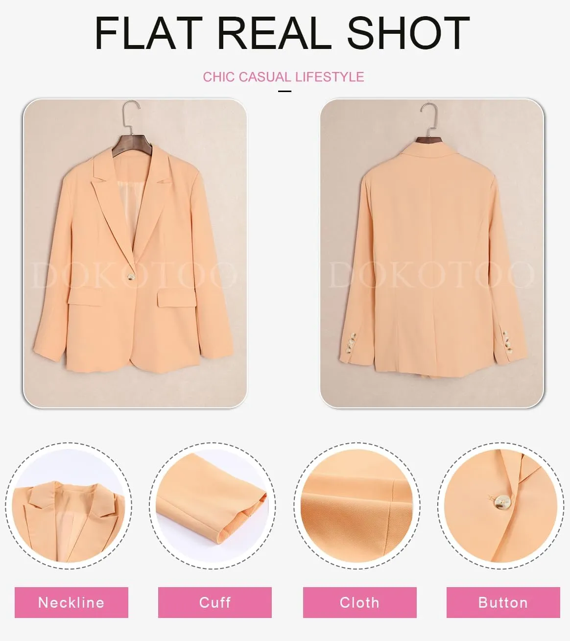 Dokotoo Womens 2024 Fashion Spring Lapel Collar Buttons Blazer Jackets for Women Business Casual